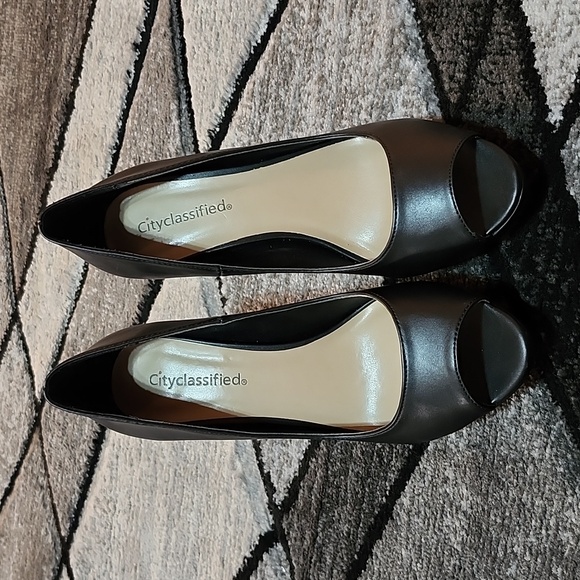 CHESS CITY CLASSIFIED BLACK PEEP-TOE HEEL PUMP STILETTO SHOE SIZE 8.5 - Picture 9 of 12